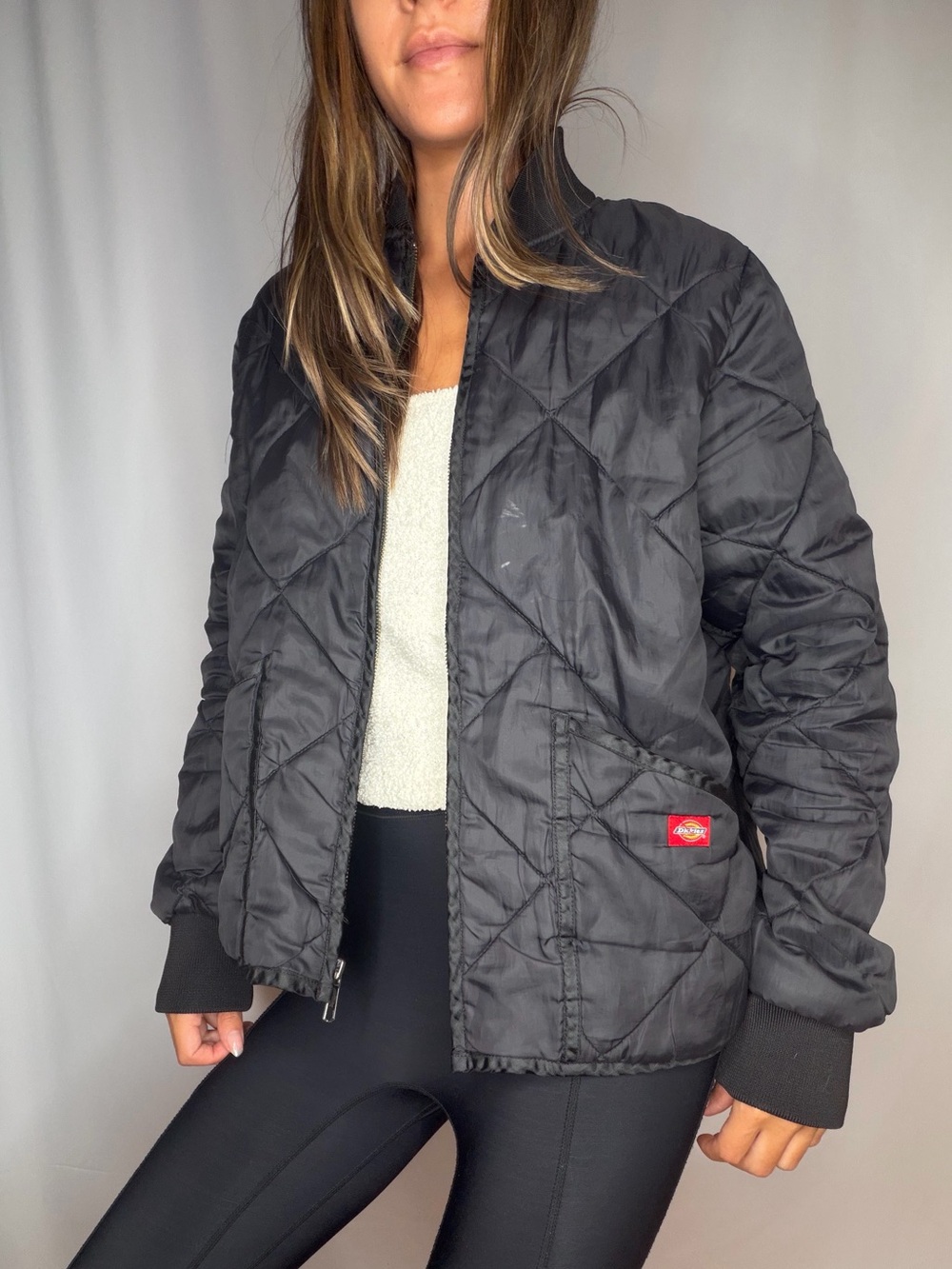 Dickies Women's Black Quilted Bomber Jacket